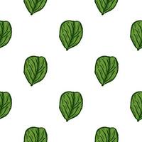 Seamless pattern engraved tree leaves. Vintage background botanical with foliage in hand drawn style. vector