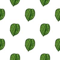 Seamless pattern engraved tree leaves. Vintage background botanical with foliage in hand drawn style. vector