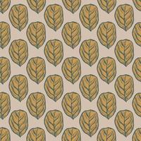 Seamless pattern engraved tree leaves. Vintage background botanical with foliage in hand drawn style. vector