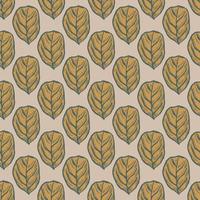 Seamless pattern engraved tree leaves. Vintage background botanical with foliage in hand drawn style. vector