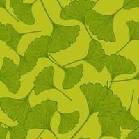 Seamless pattern engraved leaves Ginkgo Biloba. Vintage background botanical with foliage in hand drawn style. vector