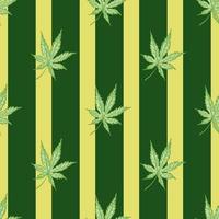 hojas de cannabis grabadas de patrones sin fisuras. fondo retro botánico con hoja de marihuana en estilo dibujado a mano. vector