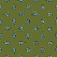 Leaves oak engraved seamless pattern. Vintage background botanical with forest foliage in hand drawn style. vector