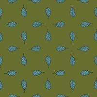 Leaves oak engraved seamless pattern. Vintage background botanical with forest foliage in hand drawn style. vector