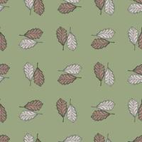 Leaves oak engraved seamless pattern. Vintage background botanical with forest foliage in hand drawn style. vector