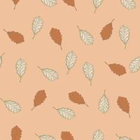 Leaves oak engraved seamless pattern. Vintage background botanical with forest foliage in hand drawn style. vector