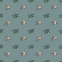 Seamless pattern engraved lemon on twig with leaves. Vintage background citrus fruit on branch in hand drawn style. vector