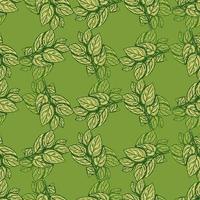 Seamless pattern engraved tree branches. Vintage background summer twigs in hand drawn style. vector