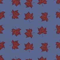 Leaves maple engraved seamless pattern. Vintage background botanical with canadian foliage in hand drawn style. vector