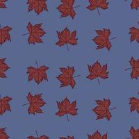 Leaves maple engraved seamless pattern. Vintage background botanical with canadian foliage in hand drawn style. vector