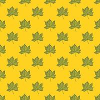 Leaves maple engraved seamless pattern. Vintage background botanical with canadian foliage in hand drawn style. vector