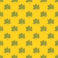 Leaves maple engraved seamless pattern. Vintage background botanical with canadian foliage in hand drawn style. vector