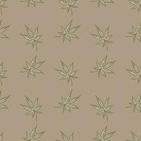 Leaves cannabis engraved seamless pattern. Retro background botanical with leaf marijuana in hand drawn style. vector