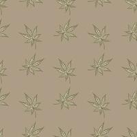 Leaves cannabis engraved seamless pattern. Retro background botanical with leaf marijuana in hand drawn style. vector