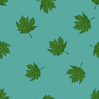 hojas de arce canadiense grabado de patrones sin fisuras. fondo vintage botánico con follaje en estilo dibujado a mano. vector
