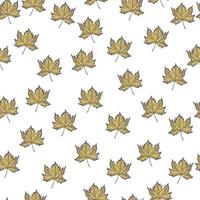 Leaves maple engraved seamless pattern. Vintage background botanical with canadian foliage in hand drawn style. vector