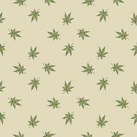 Leaves cannabis engraved seamless pattern. Retro background botanical with leaf marijuana in hand drawn style. vector