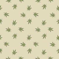 hojas de cannabis grabadas de patrones sin fisuras. fondo retro botánico con hoja de marihuana en estilo dibujado a mano. vector