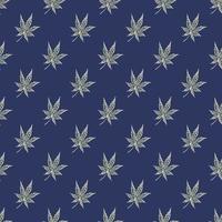Leaves cannabis engraved seamless pattern. Retro background botanical with leaf marijuana in hand drawn style. vector