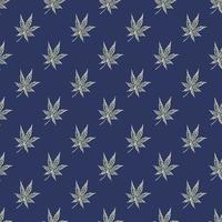 hojas de cannabis grabadas de patrones sin fisuras. fondo retro botánico con hoja de marihuana en estilo dibujado a mano. vector