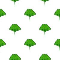 Seamless pattern engraved leaves Ginkgo Biloba. Vintage background botanical with foliage in hand drawn style. vector