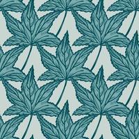 Engraved tree leaves seamless pattern. Vintage background botanical with foliage in hand drawn style. vector