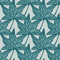 Engraved tree leaves seamless pattern. Vintage background botanical with foliage in hand drawn style. vector