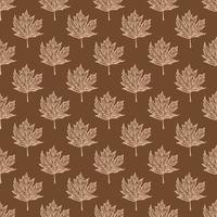 Leaves maple canadian engraved seamless pattern. Vintage background botanical with foliage in hand drawn style. vector