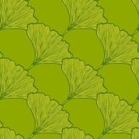 Seamless pattern engraved leaves Ginkgo Biloba. Vintage background botanical with foliage in hand drawn style.
