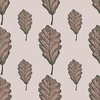 Leaves oak engraved seamless pattern. Vintage background botanical with forest foliage in hand drawn style. vector