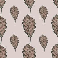 Leaves oak engraved seamless pattern. Vintage background botanical with forest foliage in hand drawn style. vector