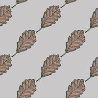 Leaves oak engraved seamless pattern. Vintage background botanical with forest foliage in hand drawn style. vector