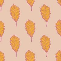 Leaves oak engraved seamless pattern. Vintage background botanical with forest foliage in hand drawn style. vector