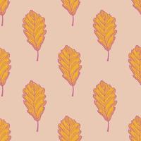 Leaves oak engraved seamless pattern. Vintage background botanical with forest foliage in hand drawn style. vector