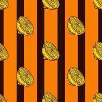 Seamless pattern lemon half engraving. Vintage background of citrus fruits in hand drawn style.