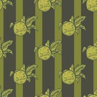 limón grabado de patrones sin fisuras en ramita con hojas. fondo vintage cítricos en rama en estilo dibujado a mano. vector