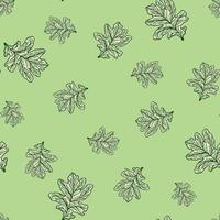 Leaves oak engraved seamless pattern. Retro background botanical with forest foliage in hand drawn style. vector