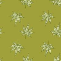 hojas de arce canadiense grabado de patrones sin fisuras. cannabis de hoja botánica de fondo vintage en estilo dibujado a mano.