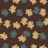 Leaves oak engraved seamless pattern. Retro background botanical with forest foliage in hand drawn style. vector