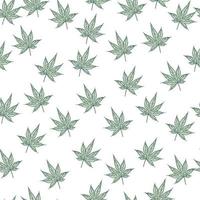 Leaves maple canadian engraved seamless pattern. Vintage background botanical leaf cannabis in hand drawn style. vector