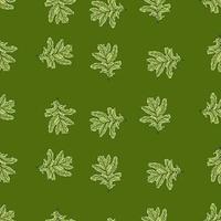 Leaves oak engraved seamless pattern. Retro background botanical with forest foliage in hand drawn style. vector