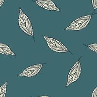 hojas de árbol grabadas de patrones sin fisuras. fondo vintage botánico con follaje en estilo dibujado a mano. vector