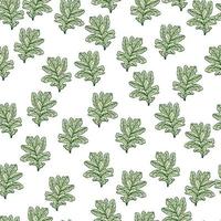 Leaves oak engraved seamless pattern. Retro background botanical with forest foliage in hand drawn style. vector