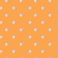 Seamless pattern engraved lemon on twig with leaves. Vintage background citrus fruit on branch in hand drawn style. vector