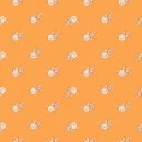 Seamless pattern engraved lemon on twig with leaves. Vintage background citrus fruit on branch in hand drawn style. vector