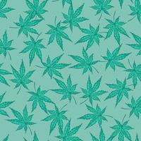 Leaves cannabis engraved seamless pattern. Retro background botanical with leaf marijuana in hand drawn style. vector