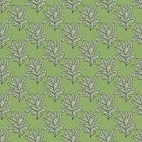 Leaves oak engraved seamless pattern. Retro background botanical with forest foliage in hand drawn style. vector