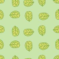 Seamless pattern engraved tree leaves. Vintage background botanical with foliage in hand drawn style. vector