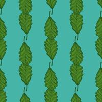 Leaves oak engraved seamless pattern. Vintage background botanical with forest foliage in hand drawn style. vector