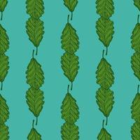 Leaves oak engraved seamless pattern. Vintage background botanical with forest foliage in hand drawn style. vector